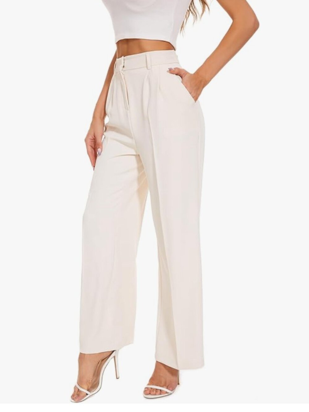 FUNYYZO Wide Leg Dress Pants for Women Work Slacks Business Casual Outfits